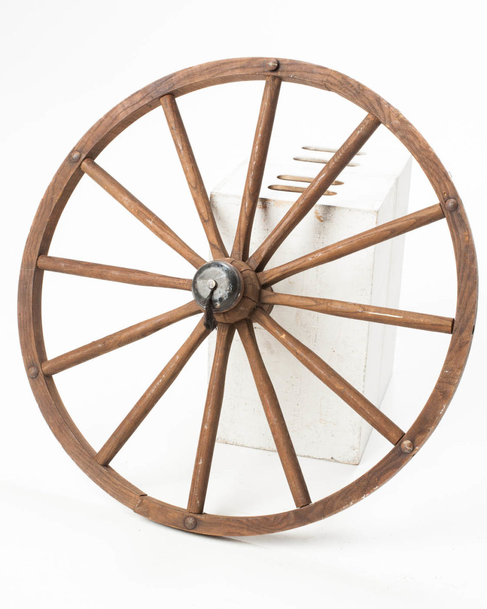 FA118 Wooden Wagon Wheel Set Prop Rental | ACME Brooklyn