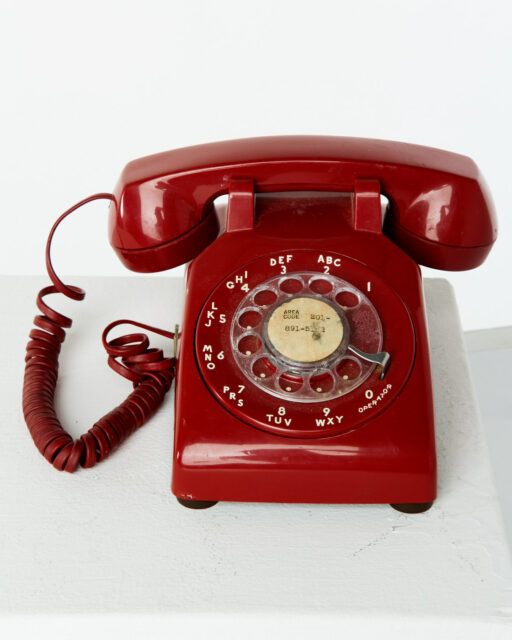 TE010 Scarlet Red Rotary Phone Prop Rental - ACME Brooklyn