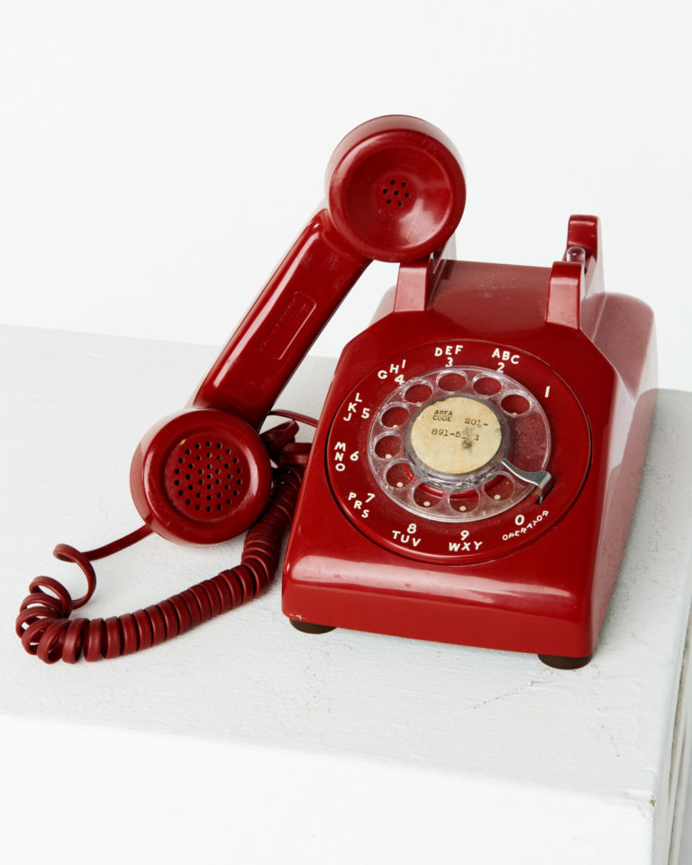 TE010 Scarlet Red Rotary Phone Prop Rental - ACME Brooklyn