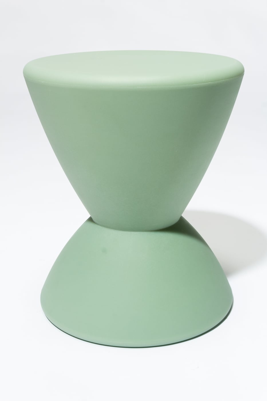 TB156 Sage Green Hourglass Table Stool Prop Rental - ACME Brooklyn