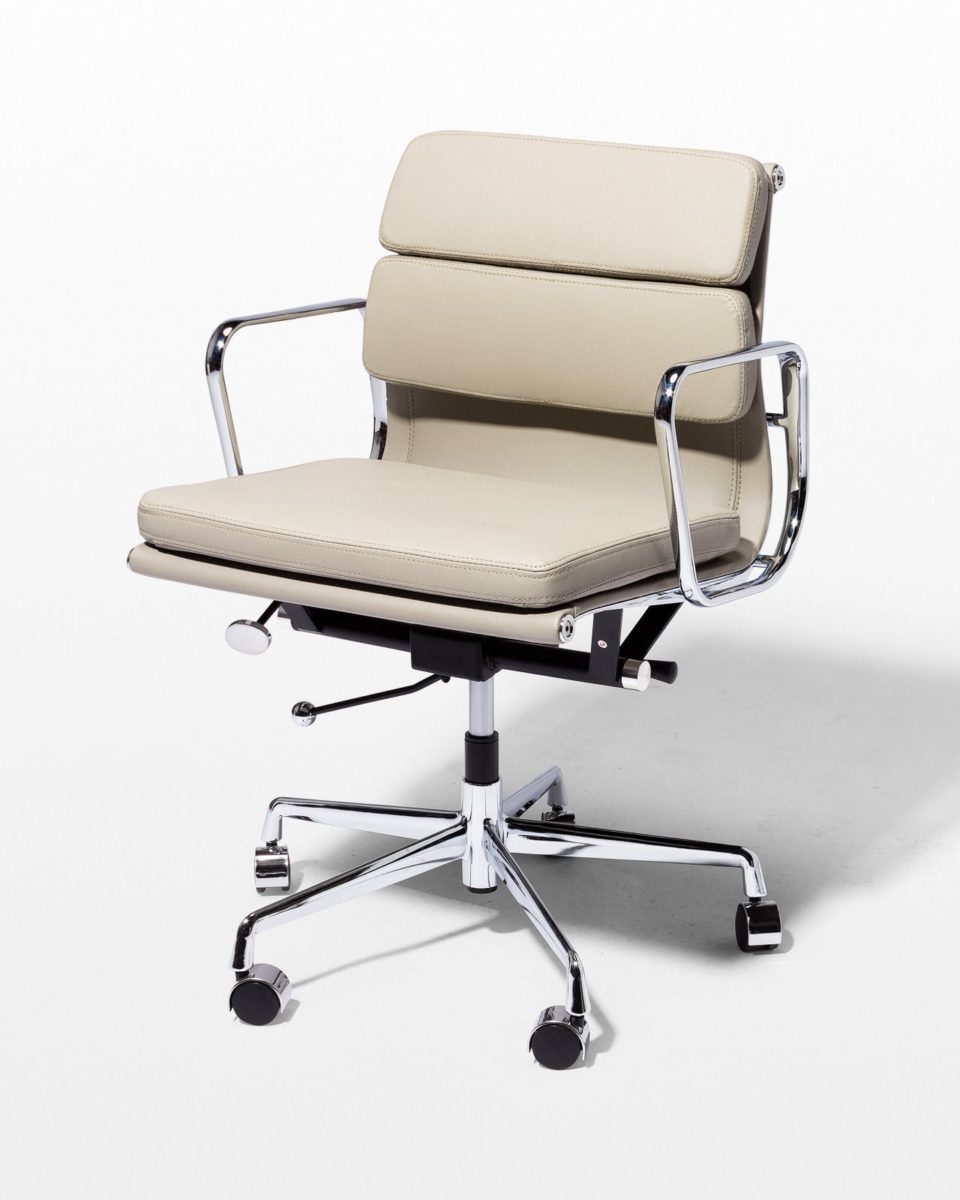 CH613 Madison Grey Leather Rolling Desk Chair Prop Rental | ACME Brooklyn