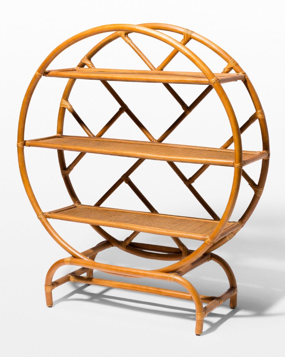 SR002 Bambi Rattan Circle Shelf Prop Rental | ACME Brooklyn