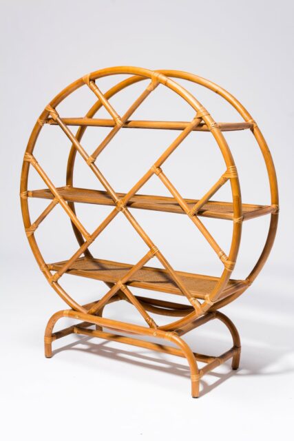 SR002 Bambi Rattan Circle Shelf Prop Rental | ACME Brooklyn