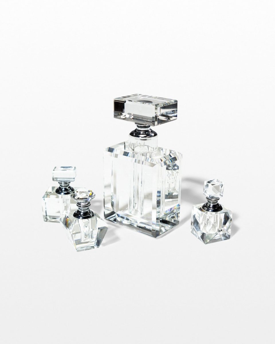 TA357 Claire Glass Perfume Bottle Set Prop Rental | ACME Brooklyn