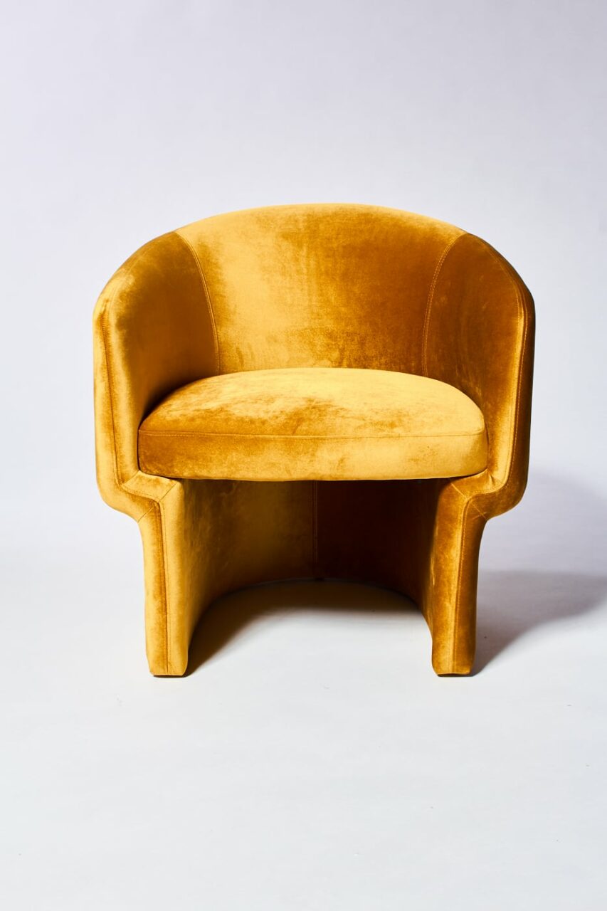 ochre velvet armchair