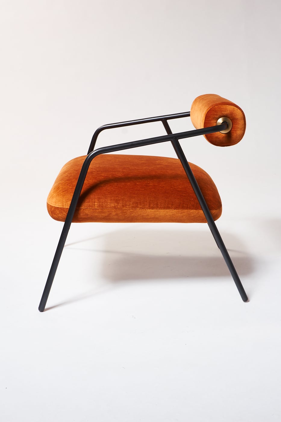 CH761 Bowser Rust Velvet Lounge Chair Prop Rental - ACME Brooklyn