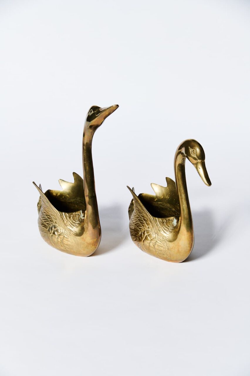 TA699 Pond Brass Swan Duo Prop Rental - ACME Brooklyn