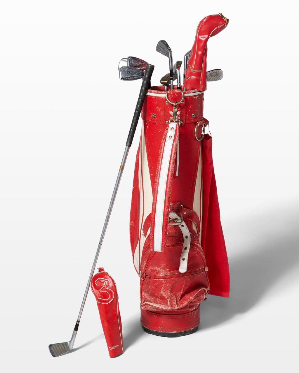 Red Leather Golf Bag Cart - Real Leather Studio