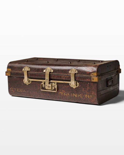 Vintage Black Trunks Luggage Gold and Silver Colored Hardware 