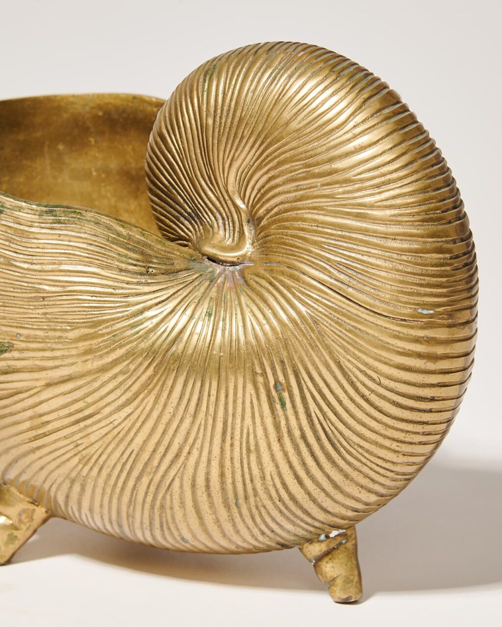 Vintage brass nautilus shell planter